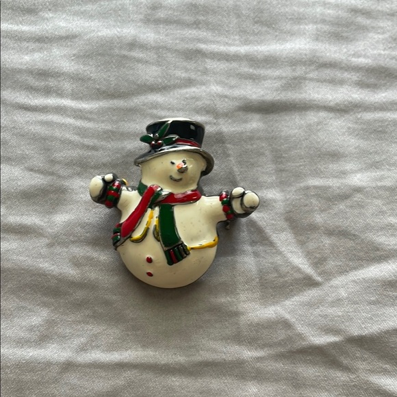 Vintage Festive Snowman‎ Brooch - Picture 1 of 3